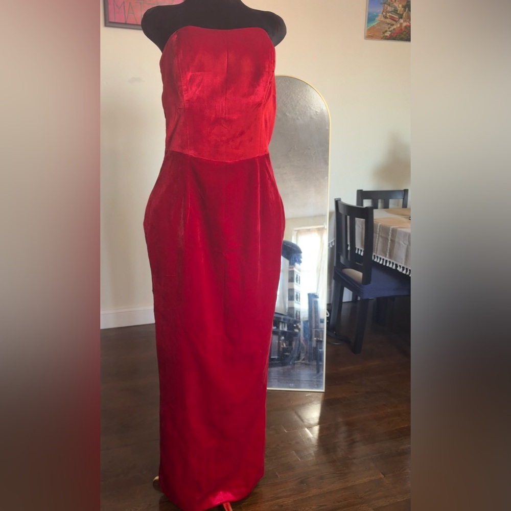 Handmade Nigerian Red Velvet Gown – Perfect for Traditional Weddings